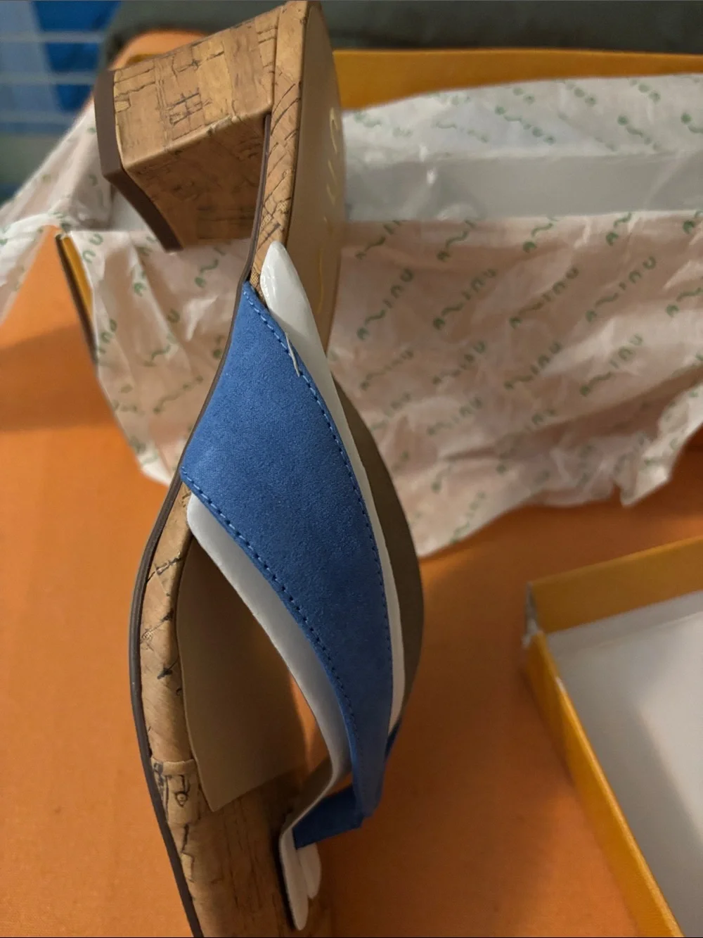 Unisa Blue Cork-Effect Thong Sandal